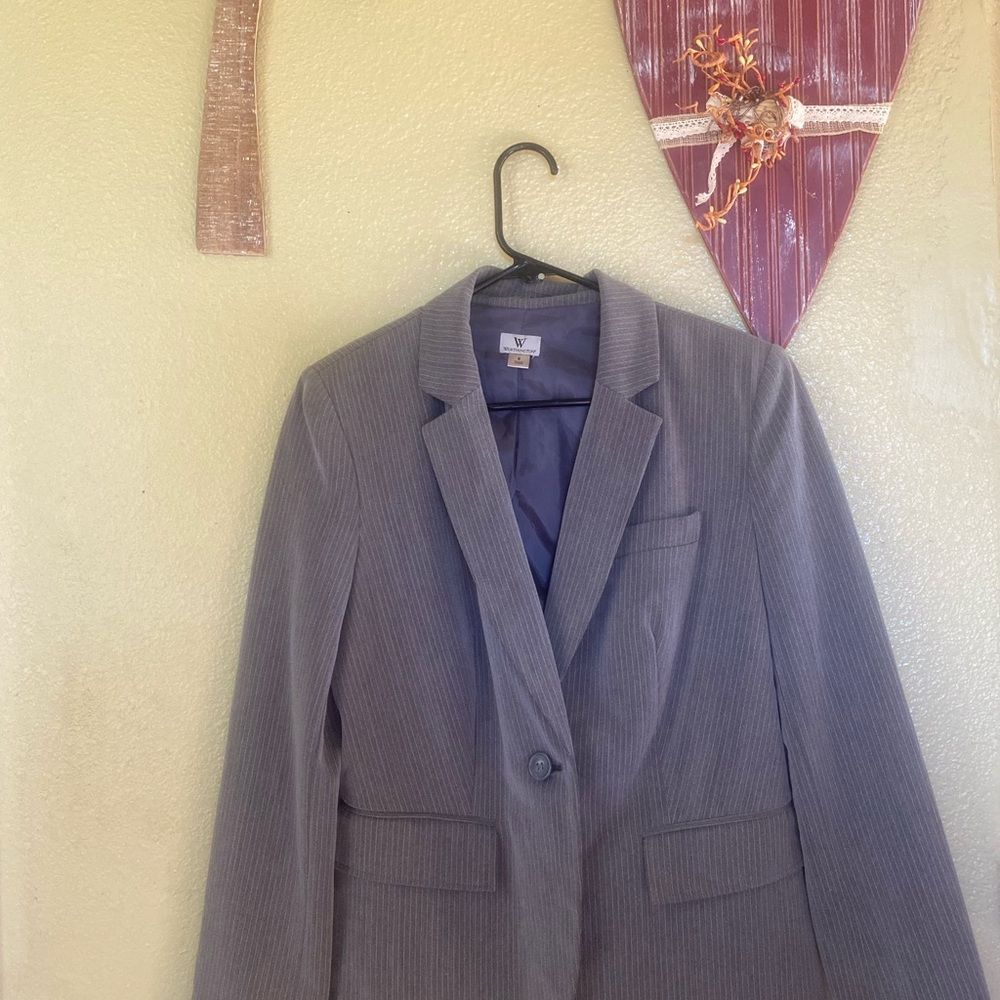 Gray Pinstripe Blazer by Worthington size 6 - Picture 2 of 8